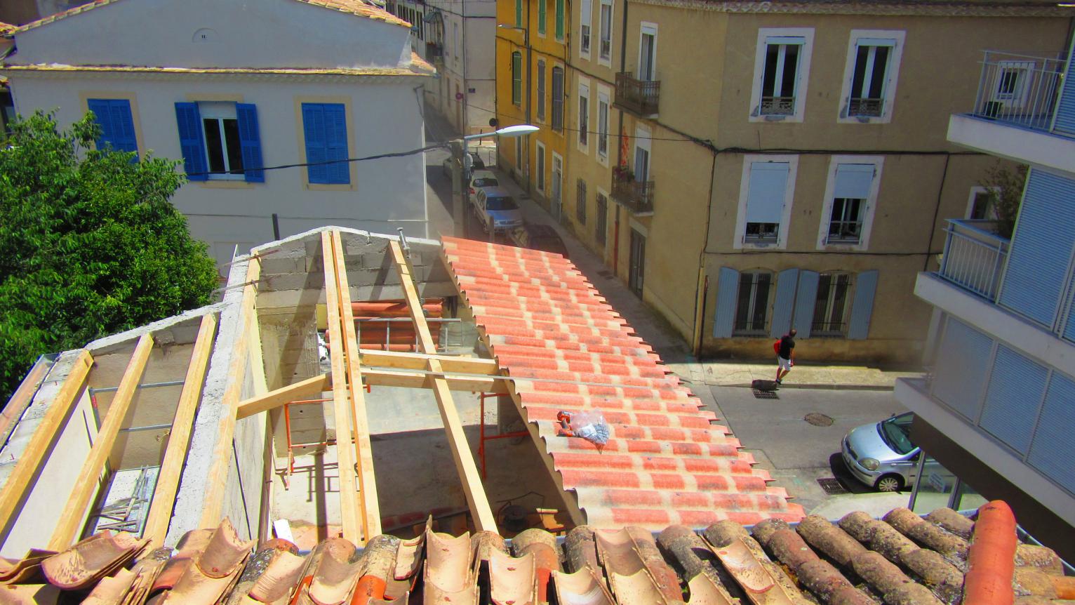 Toiture en construction